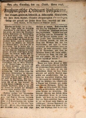Augsburgische Ordinari Postzeitung von Staats-, gelehrten, historisch- u. ökonomischen Neuigkeiten (Augsburger Postzeitung) Samstag 29. Oktober 1796