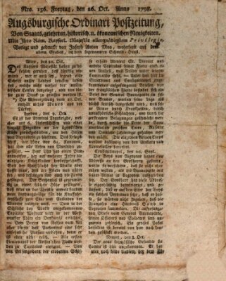 Augsburgische Ordinari Postzeitung von Staats-, gelehrten, historisch- u. ökonomischen Neuigkeiten (Augsburger Postzeitung) Freitag 26. Oktober 1798