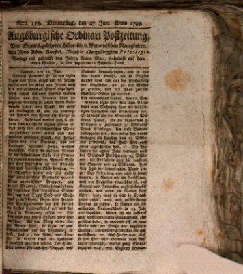 Augsburgische Ordinari Postzeitung von Staats-, gelehrten, historisch- u. ökonomischen Neuigkeiten (Augsburger Postzeitung) Donnerstag 27. Juni 1799