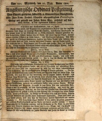Augsburgische Ordinari Postzeitung von Staats-, gelehrten, historisch- u. ökonomischen Neuigkeiten (Augsburger Postzeitung) Mittwoch 20. Mai 1801