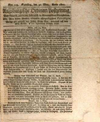 Augsburgische Ordinari Postzeitung von Staats-, gelehrten, historisch- u. ökonomischen Neuigkeiten (Augsburger Postzeitung) Samstag 30. Mai 1801