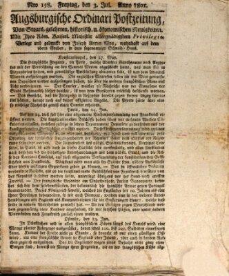 Augsburgische Ordinari Postzeitung von Staats-, gelehrten, historisch- u. ökonomischen Neuigkeiten (Augsburger Postzeitung) Freitag 3. Juli 1801