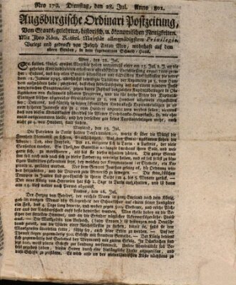 Augsburgische Ordinari Postzeitung von Staats-, gelehrten, historisch- u. ökonomischen Neuigkeiten (Augsburger Postzeitung) Dienstag 28. Juli 1801