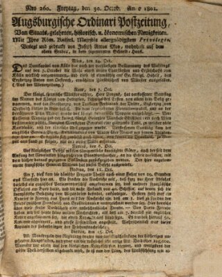 Augsburgische Ordinari Postzeitung von Staats-, gelehrten, historisch- u. ökonomischen Neuigkeiten (Augsburger Postzeitung) Freitag 30. Oktober 1801