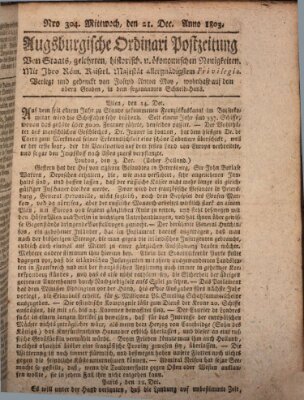Augsburgische Ordinari Postzeitung von Staats-, gelehrten, historisch- u. ökonomischen Neuigkeiten (Augsburger Postzeitung) Mittwoch 21. Dezember 1803