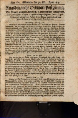 Augsburgische Ordinari Postzeitung von Staats-, gelehrten, historisch- u. ökonomischen Neuigkeiten (Augsburger Postzeitung) Mittwoch 30. Oktober 1805