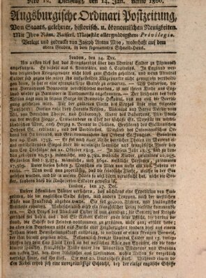 Augsburgische Ordinari Postzeitung von Staats-, gelehrten, historisch- u. ökonomischen Neuigkeiten (Augsburger Postzeitung) Dienstag 14. Januar 1806