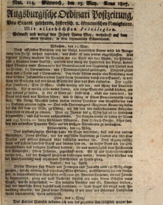 Augsburgische Ordinari Postzeitung von Staats-, gelehrten, historisch- u. ökonomischen Neuigkeiten (Augsburger Postzeitung) Mittwoch 13. Mai 1807