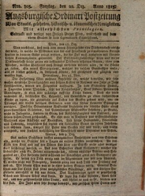 Augsburgische Ordinari Postzeitung von Staats-, gelehrten, historisch- u. ökonomischen Neuigkeiten (Augsburger Postzeitung) Freitag 22. Dezember 1815