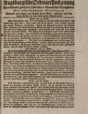 Augsburgische Ordinari Postzeitung von Staats-, gelehrten, historisch- u. ökonomischen Neuigkeiten (Augsburger Postzeitung) Donnerstag 4. April 1816