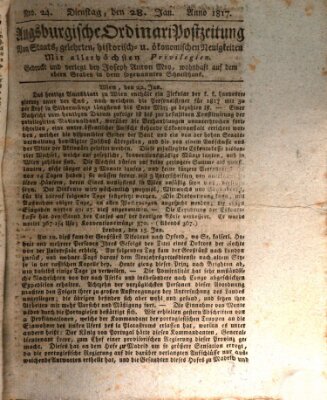 Augsburgische Ordinari Postzeitung von Staats-, gelehrten, historisch- u. ökonomischen Neuigkeiten (Augsburger Postzeitung) Dienstag 28. Januar 1817