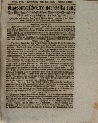 Augsburgische Ordinari Postzeitung von Staats-, gelehrten, historisch- u. ökonomischen Neuigkeiten (Augsburger Postzeitung) Dienstag 14. Juli 1818