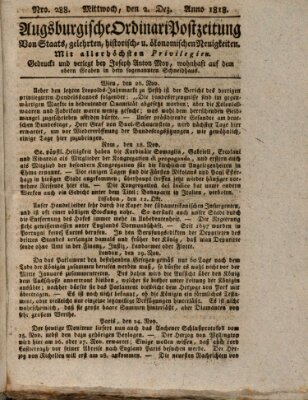 Augsburgische Ordinari Postzeitung von Staats-, gelehrten, historisch- u. ökonomischen Neuigkeiten (Augsburger Postzeitung) Mittwoch 2. Dezember 1818