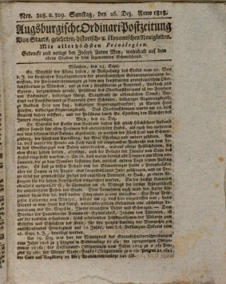 Augsburgische Ordinari Postzeitung von Staats-, gelehrten, historisch- u. ökonomischen Neuigkeiten (Augsburger Postzeitung) Samstag 26. Dezember 1818