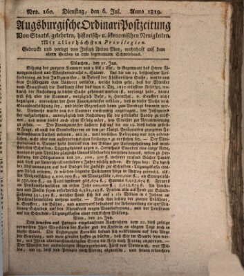 Augsburgische Ordinari Postzeitung von Staats-, gelehrten, historisch- u. ökonomischen Neuigkeiten (Augsburger Postzeitung) Dienstag 6. Juli 1819