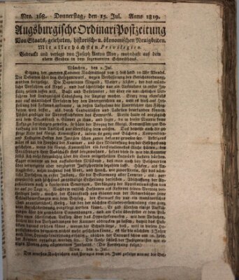 Augsburgische Ordinari Postzeitung von Staats-, gelehrten, historisch- u. ökonomischen Neuigkeiten (Augsburger Postzeitung) Donnerstag 15. Juli 1819