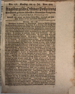 Augsburgische Ordinari Postzeitung von Staats-, gelehrten, historisch- u. ökonomischen Neuigkeiten (Augsburger Postzeitung) Samstag 24. Juli 1819