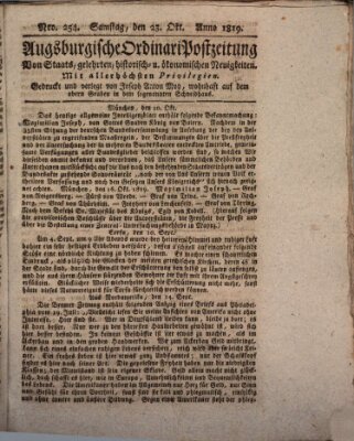 Augsburgische Ordinari Postzeitung von Staats-, gelehrten, historisch- u. ökonomischen Neuigkeiten (Augsburger Postzeitung) Samstag 23. Oktober 1819