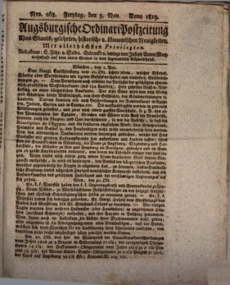 Augsburgische Ordinari Postzeitung von Staats-, gelehrten, historisch- u. ökonomischen Neuigkeiten (Augsburger Postzeitung) Freitag 5. November 1819