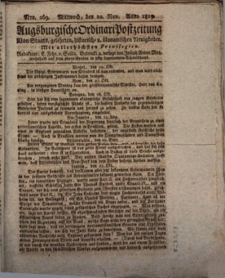Augsburgische Ordinari Postzeitung von Staats-, gelehrten, historisch- u. ökonomischen Neuigkeiten (Augsburger Postzeitung) Mittwoch 10. November 1819