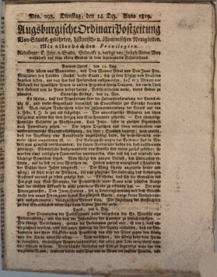 Augsburgische Ordinari Postzeitung von Staats-, gelehrten, historisch- u. ökonomischen Neuigkeiten (Augsburger Postzeitung) Dienstag 14. Dezember 1819