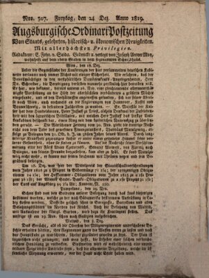 Augsburgische Ordinari Postzeitung von Staats-, gelehrten, historisch- u. ökonomischen Neuigkeiten (Augsburger Postzeitung) Freitag 24. Dezember 1819