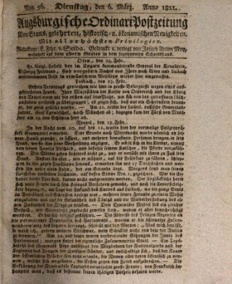 Augsburgische Ordinari Postzeitung von Staats-, gelehrten, historisch- u. ökonomischen Neuigkeiten (Augsburger Postzeitung) Dienstag 6. März 1821