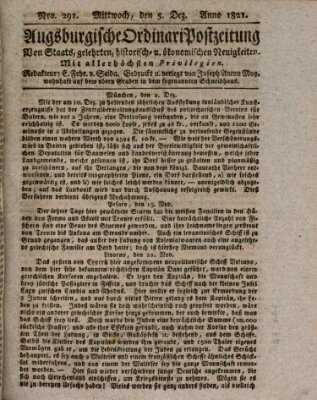 Augsburgische Ordinari Postzeitung von Staats-, gelehrten, historisch- u. ökonomischen Neuigkeiten (Augsburger Postzeitung) Mittwoch 5. Dezember 1821