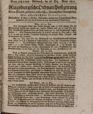 Augsburgische Ordinari Postzeitung von Staats-, gelehrten, historisch- u. ökonomischen Neuigkeiten (Augsburger Postzeitung) Mittwoch 26. Dezember 1821