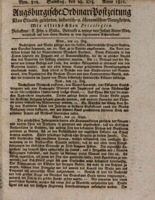 Augsburgische Ordinari Postzeitung von Staats-, gelehrten, historisch- u. ökonomischen Neuigkeiten (Augsburger Postzeitung) Samstag 29. Dezember 1821