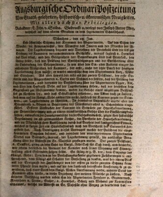 Augsburgische Ordinari Postzeitung von Staats-, gelehrten, historisch- u. ökonomischen Neuigkeiten (Augsburger Postzeitung) Freitag 1. Februar 1822