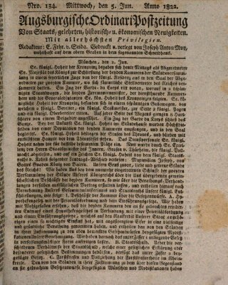 Augsburgische Ordinari Postzeitung von Staats-, gelehrten, historisch- u. ökonomischen Neuigkeiten (Augsburger Postzeitung) Mittwoch 5. Juni 1822