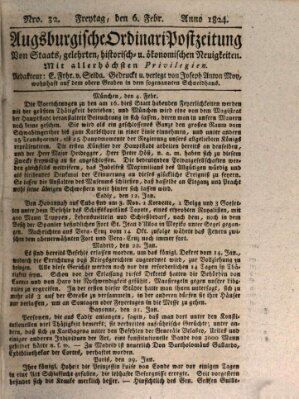 Augsburgische Ordinari Postzeitung von Staats-, gelehrten, historisch- u. ökonomischen Neuigkeiten (Augsburger Postzeitung) Freitag 6. Februar 1824