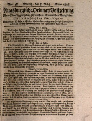 Augsburgische Ordinari Postzeitung von Staats-, gelehrten, historisch- u. ökonomischen Neuigkeiten (Augsburger Postzeitung) Montag 8. März 1824