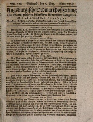Augsburgische Ordinari Postzeitung von Staats-, gelehrten, historisch- u. ökonomischen Neuigkeiten (Augsburger Postzeitung) Mittwoch 5. Mai 1824
