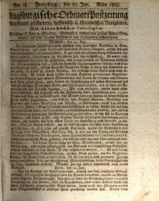 Augsburgische Ordinari Postzeitung von Staats-, gelehrten, historisch- u. ökonomischen Neuigkeiten (Augsburger Postzeitung) Freitag 21. Januar 1825