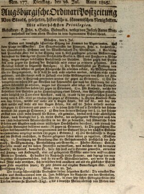 Augsburgische Ordinari Postzeitung von Staats-, gelehrten, historisch- u. ökonomischen Neuigkeiten (Augsburger Postzeitung) Dienstag 26. Juli 1825