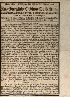 Augsburgische Ordinari Postzeitung von Staats-, gelehrten, historisch- u. ökonomischen Neuigkeiten (Augsburger Postzeitung) Dienstag 18. Oktober 1825