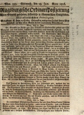 Augsburgische Ordinari Postzeitung von Staats-, gelehrten, historisch- u. ökonomischen Neuigkeiten (Augsburger Postzeitung) Mittwoch 28. Juni 1826