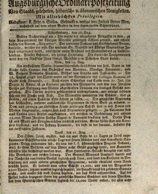Augsburgische Ordinari Postzeitung von Staats-, gelehrten, historisch- u. ökonomischen Neuigkeiten (Augsburger Postzeitung) Samstag 2. September 1826