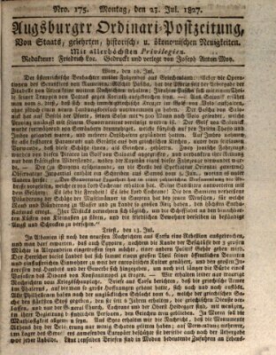 Augsburger Ordinari Postzeitung von Staats-, gelehrten, historisch- u. ökonomischen Neuigkeiten (Augsburger Postzeitung) Montag 23. Juli 1827
