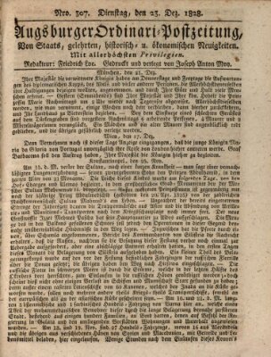 Augsburger Ordinari Postzeitung von Staats-, gelehrten, historisch- u. ökonomischen Neuigkeiten (Augsburger Postzeitung) Dienstag 23. Dezember 1828