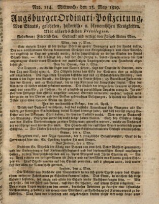 Augsburger Ordinari Postzeitung von Staats-, gelehrten, historisch- u. ökonomischen Neuigkeiten (Augsburger Postzeitung) Mittwoch 13. Mai 1829