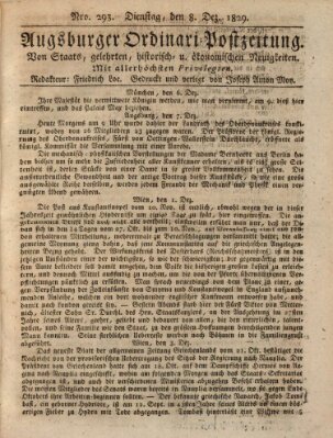 Augsburger Ordinari Postzeitung von Staats-, gelehrten, historisch- u. ökonomischen Neuigkeiten (Augsburger Postzeitung) Dienstag 8. Dezember 1829