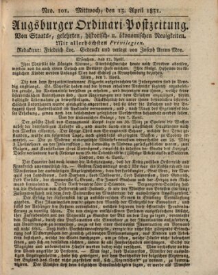 Augsburger Ordinari Postzeitung von Staats-, gelehrten, historisch- u. ökonomischen Neuigkeiten (Augsburger Postzeitung)