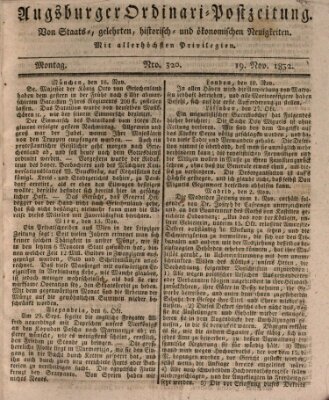 Augsburger Ordinari Postzeitung von Staats-, gelehrten, historisch- u. ökonomischen Neuigkeiten (Augsburger Postzeitung) Montag 19. November 1832