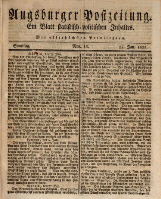 Augsburger Postzeitung Sonntag 13. Januar 1833