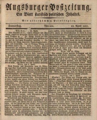 Augsburger Postzeitung Donnerstag 11. April 1833