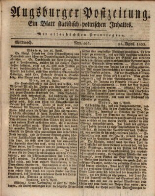 Augsburger Postzeitung Mittwoch 17. April 1833
