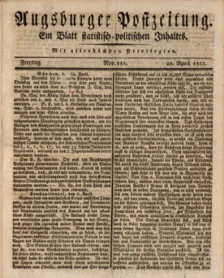 Augsburger Postzeitung Freitag 26. April 1833